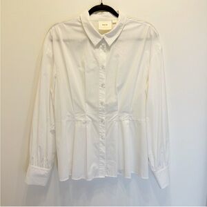 anthropologie maeve white button up shirt size L